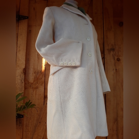 Jones Studio Cream Ivory Wool Pea Coat - Picture 3 of 14